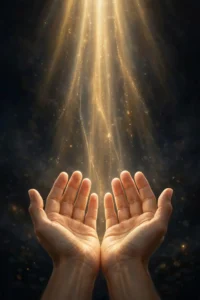 Open hands receiving divine light, illustrating my grace is sufficient verse meaning