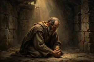 Paul the Apostle praying in weakness, trusting that God's grace is sufficient