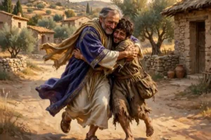 The father embracing his returning son in the Parable of the Prodigal Son